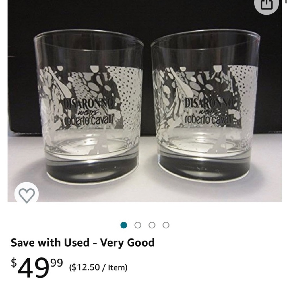 Roberto Cavalli Set of 4 Disaronno Italian Liqueur
Exotic Print Rocks Glasses